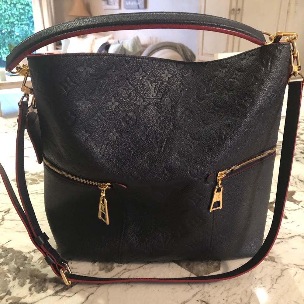Louis Vuitton Melie Empreinte Navy Leather Hobo